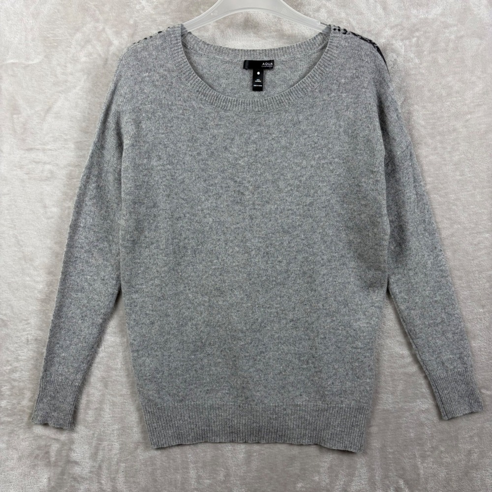 Aqua Cashmere Womens Gray Skull Graphic Sunglasses Back Sweater L Alt Streetwear